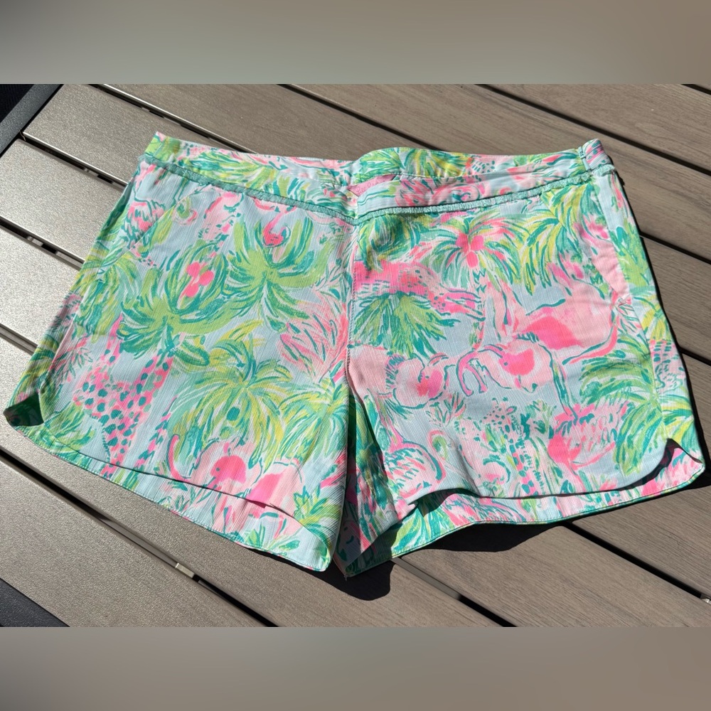 Lilly Pulitzer Blue/Pink Print Shorts Adie SeaSalt Blue on Parade Summer size 8